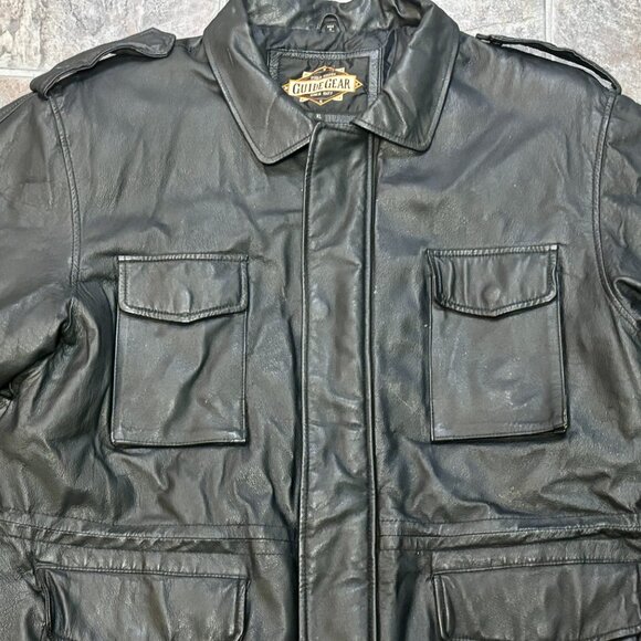 ~~Mens XL Vintage Guide Gear Leather Lined Mid-length Coat Jacket - Picture 3 of 10